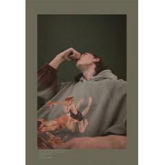 SWIM HOODIE 复古做旧吊染印花卫衣套头衫